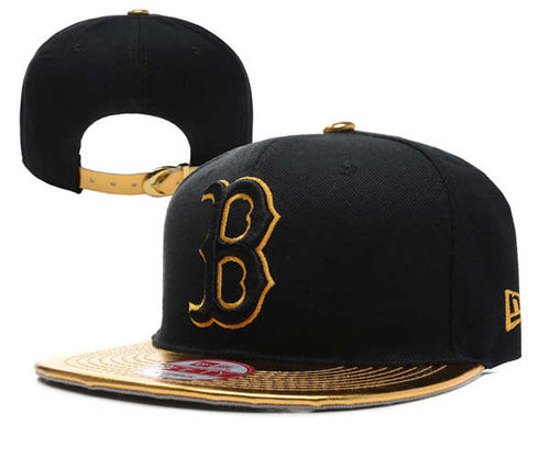 Boston Red Sox MLB Snapbacks Baseball Hat Black Yellow Lining