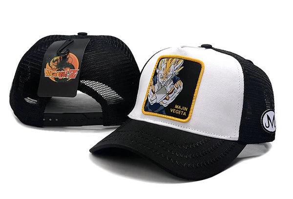 Dragon Ballz Majin Vegenta Snapbacks Hat Black White - thehatslover