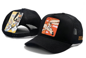 Looney Tunes Coyote Snapbacks Hat Black - thehatslover