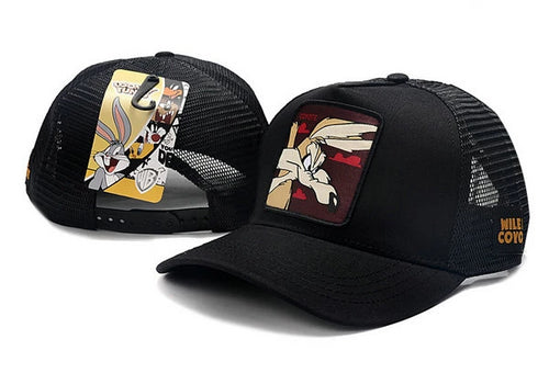Looney Tunes Coyote Snapbacks Hat Black yellow - thehatslover