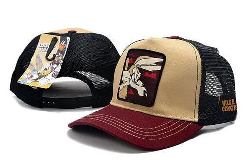 Looney Tunes Coyote Snapbacks Hat Brown Red - thehatslover