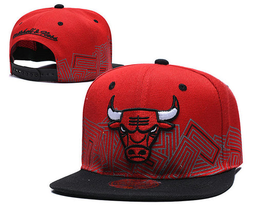 NBA Chicago Bulls Snapbacks Hat Black Red Silver - thehatslover