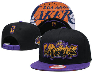NBA Los Angeles Lakers Snapbacks Hat Black Purple - thehatslover