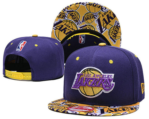 NBA Los Angeles Lakers Snapbacks Hat Dark Purple Yellow - thehatslover