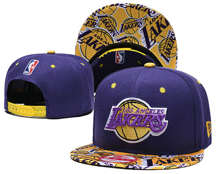 NBA Los Angeles Lakers Snapbacks Hat Dark Purple Yellow - thehatslover